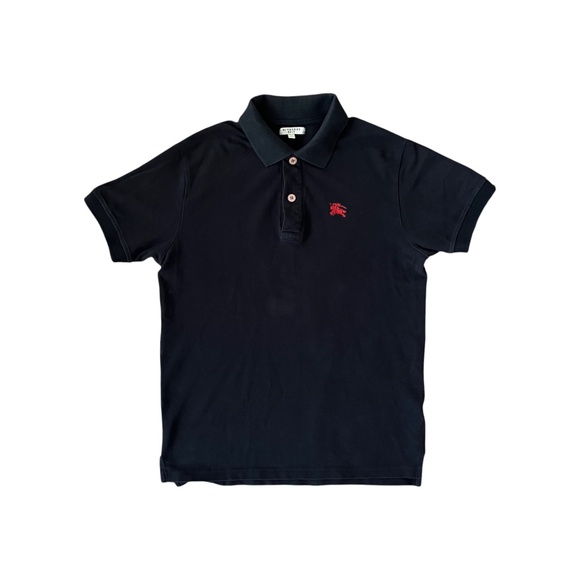 Burberry Black Polo Shirt with Red Logo - Picture 2 of 9